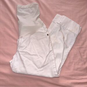 Indigo Blue White Capri Jean Maternity Pants‎